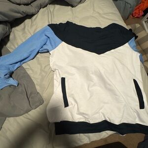 Colorblock Hoodie with Blue and Black Accents